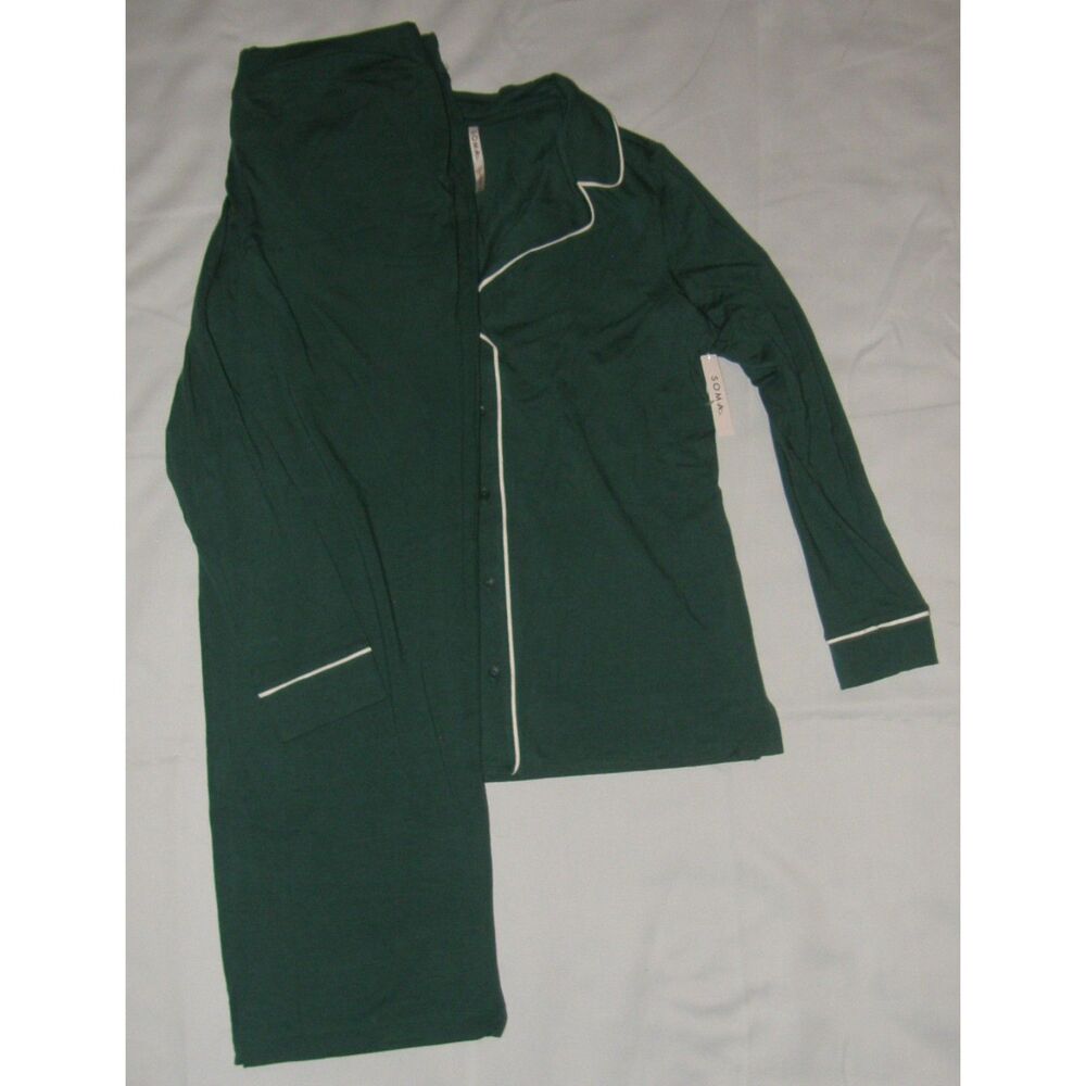 SOMA Forest Green Sz Medium Soft Stretchy EMBRACEABLE Lounge Pajamas Set NWT NEW